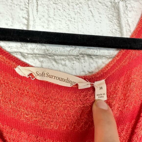 Soft Surroundings Orange Dress Tivoli Knit Maxi Sleeveless Button Stripe Beach M - Picture 3 of 6